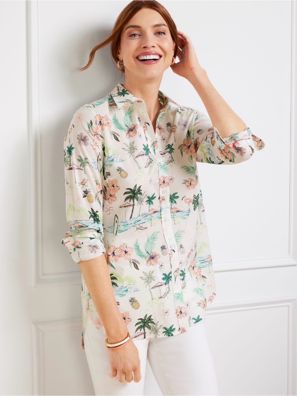 TALBOTS SIZE SMALL MODERN CLASSIC SHIRT - SCENIC BEACH - Excellent Condition - Picture 2 of 6